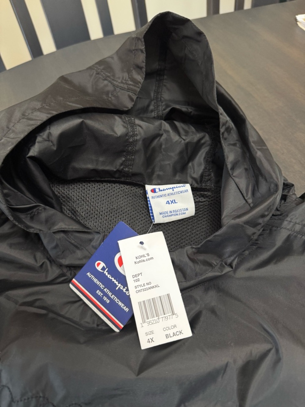 NWT Champion Men's Big & Tall Anorak Jacket Black 4XL Wind Rain Embroidered - Picture 5 of 13